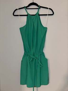 Rachel Roy Green Braided Halter Neck Mini Dress Drawstring Waist
